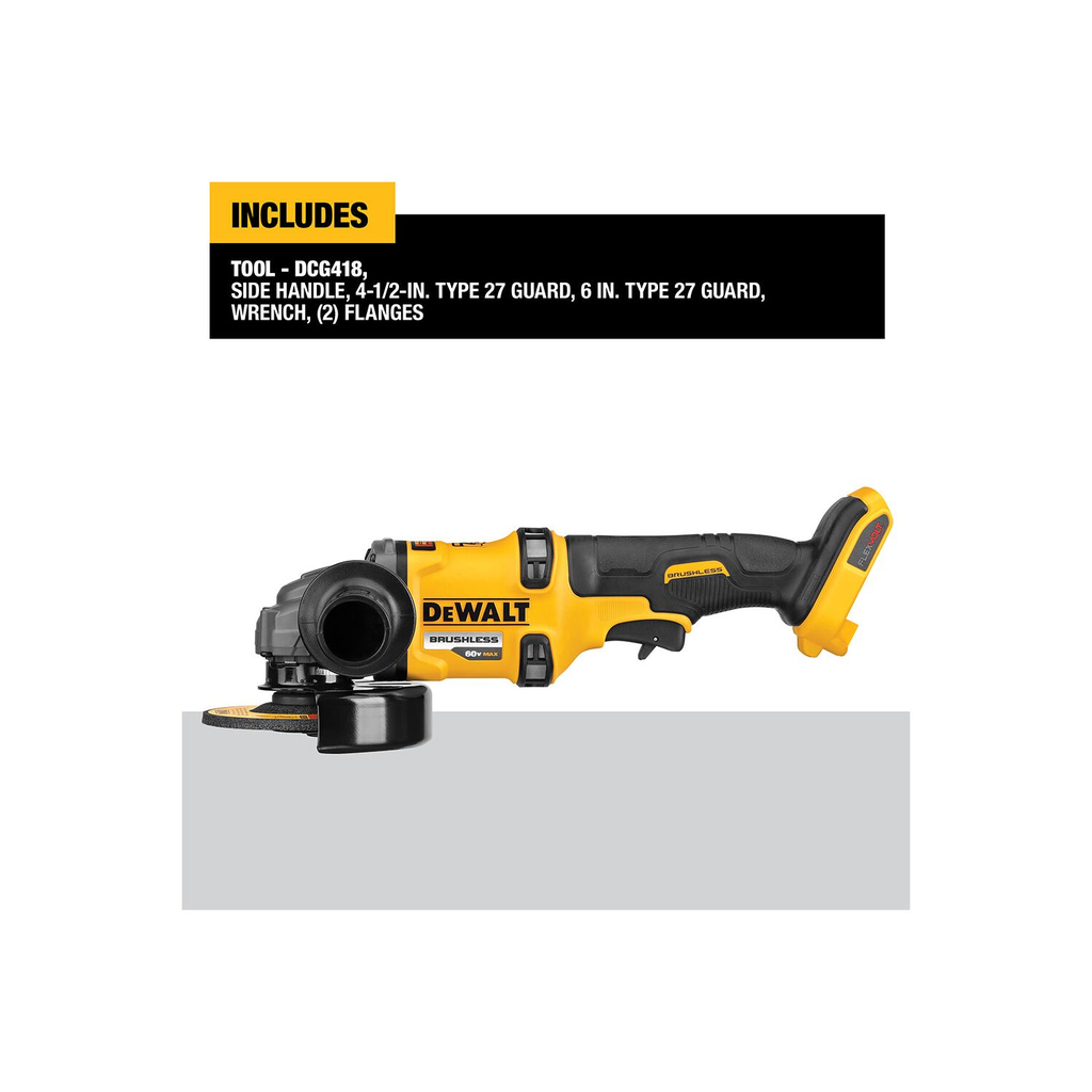 Dewalt 60V Brushless Grinder 4-1/2 To 6in Kickback Brake Tool Only