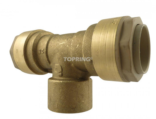 Adaptateur en laiton en T de 22 mm à 3/4 (F) BSPP S07, modèle Quikline