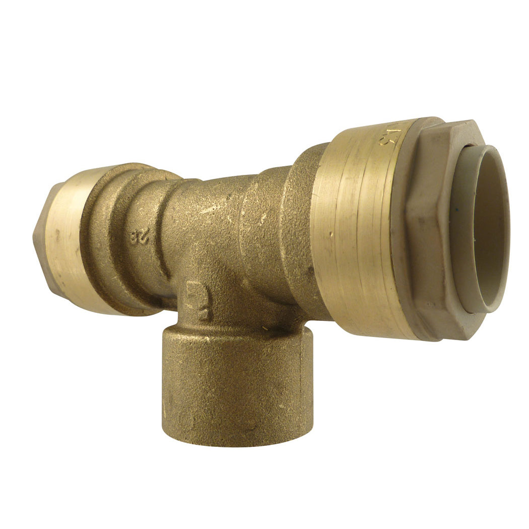 Adaptateur en laiton en T de 22 mm à 3/4 (F) BSPP S07, modèle Quikline