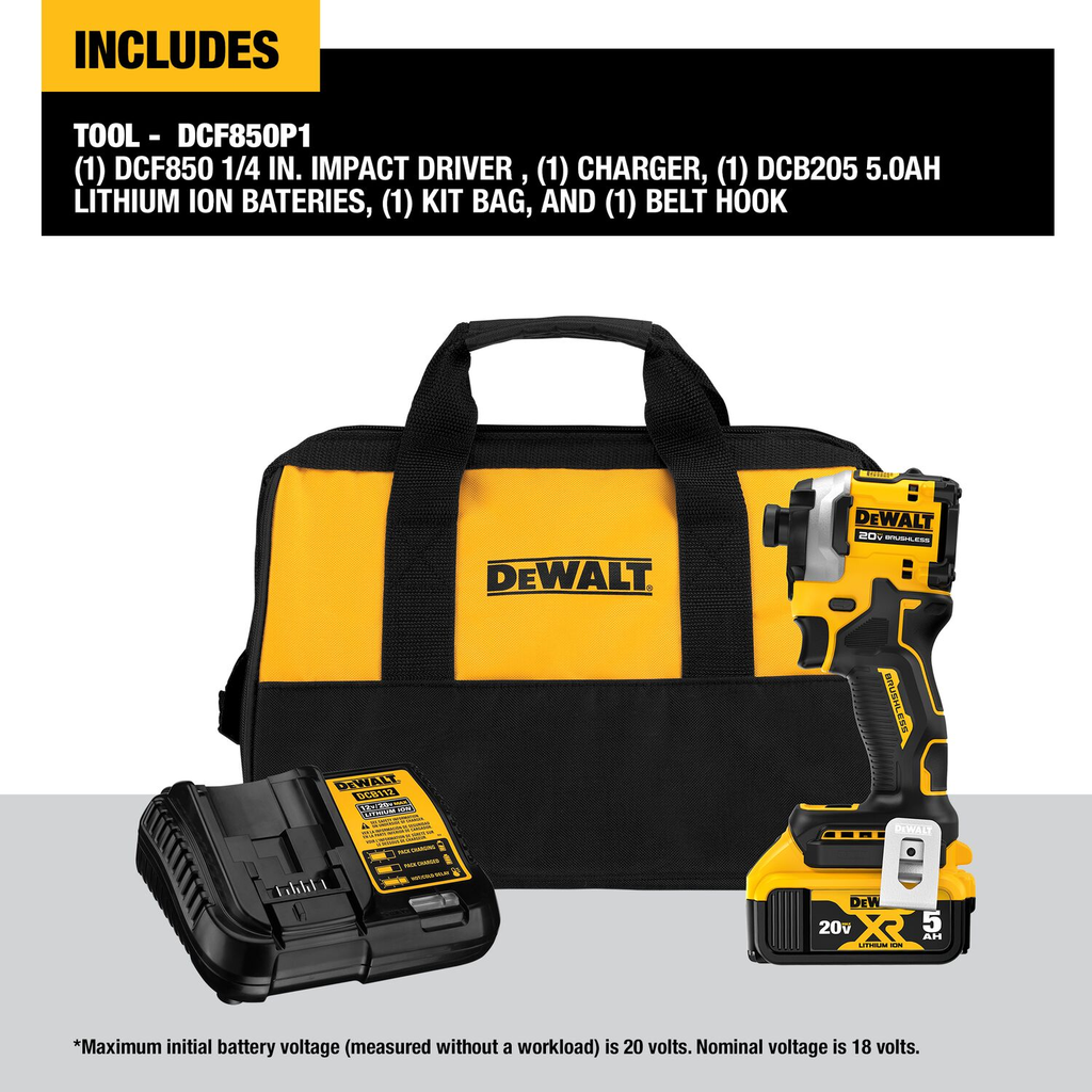 DEWALT 20V MAX* ATOMIC Cordless Brushless 1/4 in Impact Driver Drill Kit (1) Lithium Ion Battery with Charger