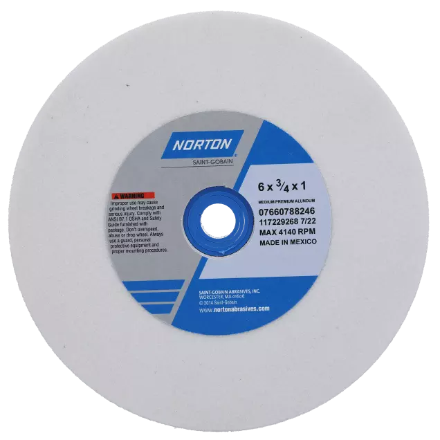 Premium Alundum Bench or Pedestal Grinding Wheel - Grade: Very Fine, Grit Number: 150, Wheel Diameter: 6 in