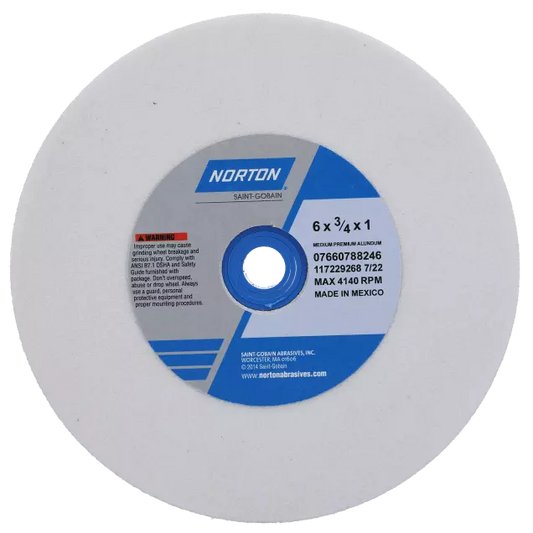 Premium Alundum Bench or Pedestal Grinding Wheel - Grade: Very Fine, Grit Number: 150, Wheel Diameter: 6 in