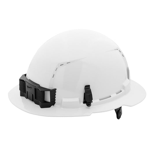 White Full Brim Vented Hard Hat White/6pt Ratcheting Suspension - Type 1, Class c, 5/PK