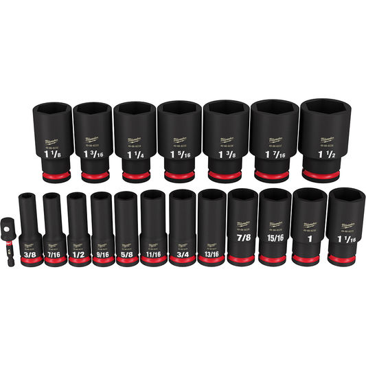 19PC SHOCKWAVE™ Impact Duty 1/2" Drive SAE Deep 6 Point Socket Set