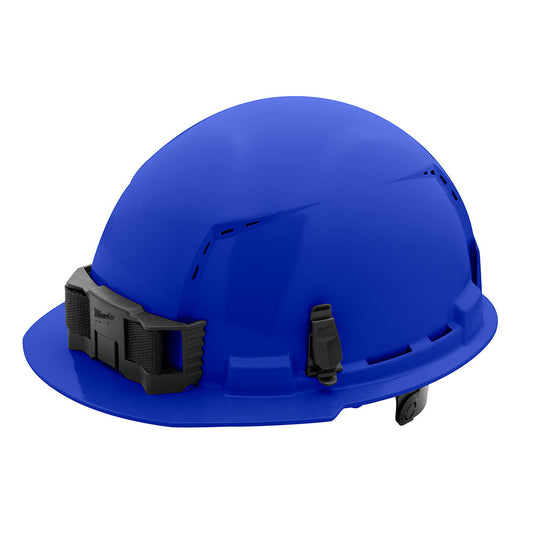 Blue Front Brim Vented Hard Hat White/6pt Ratcheting Suspension - Type 1, Class c, 5/PK