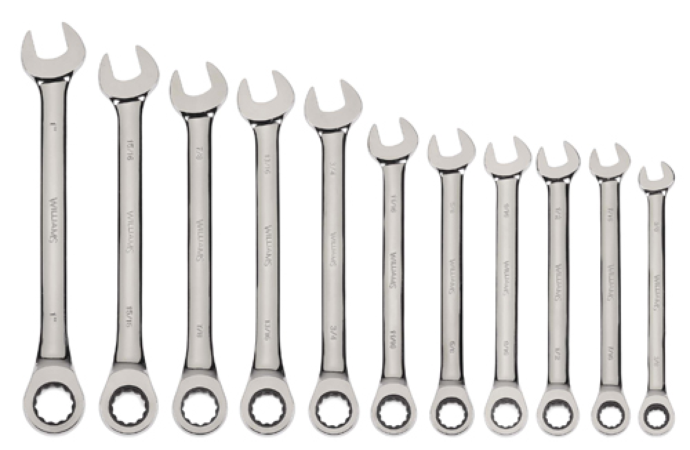 11 Piece SAE Combination Ratcheting Wrench Set
