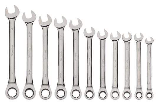 11 Piece SAE Combination Ratcheting Wrench Set