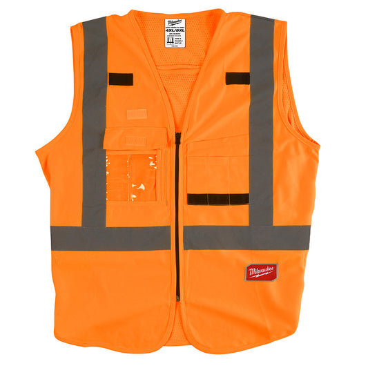 High Visibility Orange  Safety Vest, Class 2, CSA/ANSI - 4Xl/5Xl, 12/PK