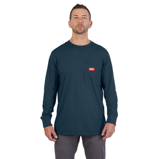 Gridiron™ Pocket T-shirt - Long Sleeve Blue 3X