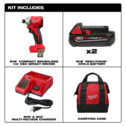 M18™ Compact Brushless 1/4" Hex Impact Driver Kit