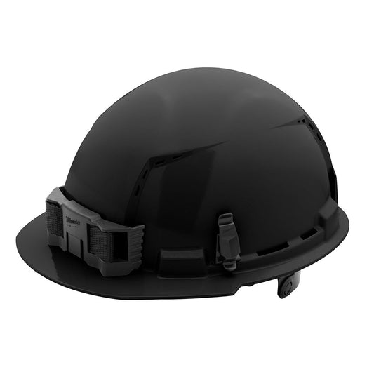 Black Front Brim Vented Hard Hat White/6pt Ratcheting Suspension - Type 1, Class c, 5/PK