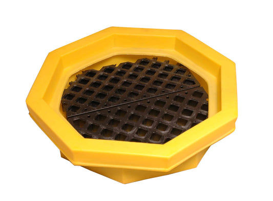 Ultra-Tech, Ultra-Drum Tray®, With Grating, Yellow, Polyethylene, 21 Gallons, 32" x 32" x 8.1"