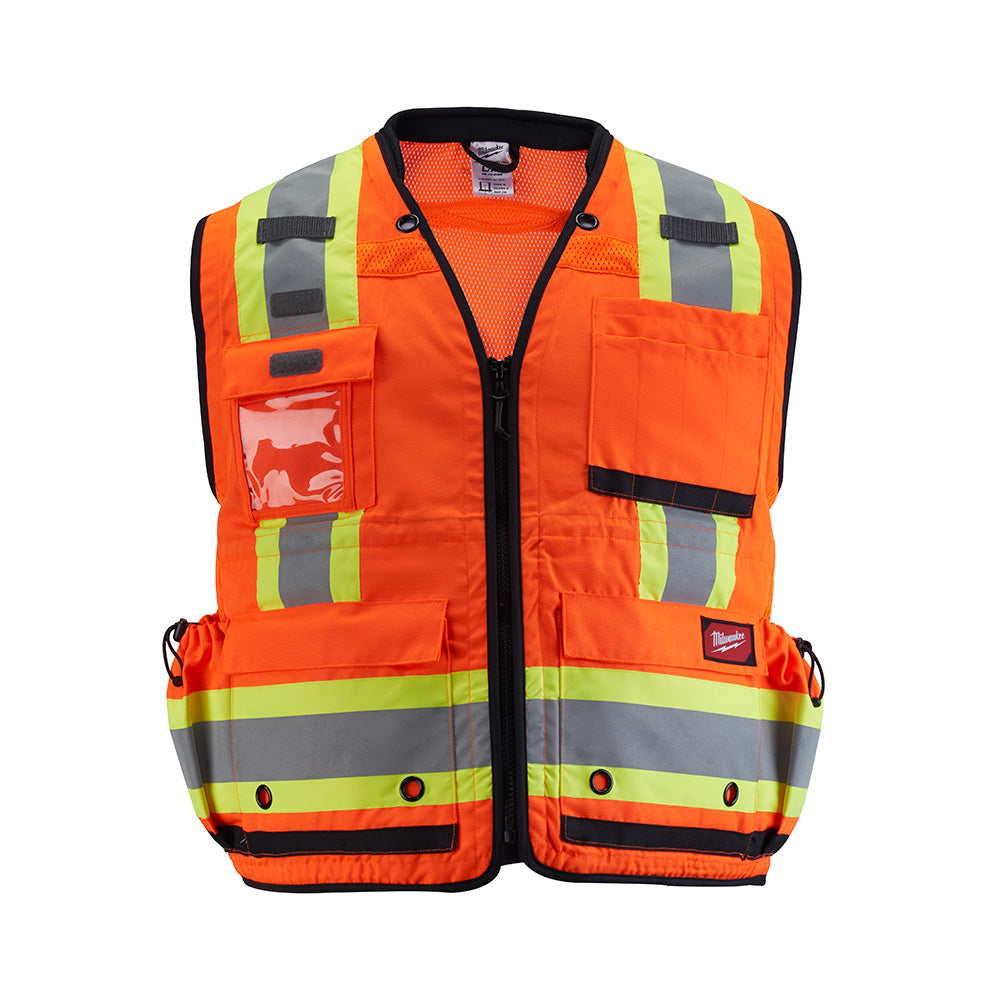 High Visibility Surveyor Safety Vest, Orange, Class 2 - L/XL, 6/PK
