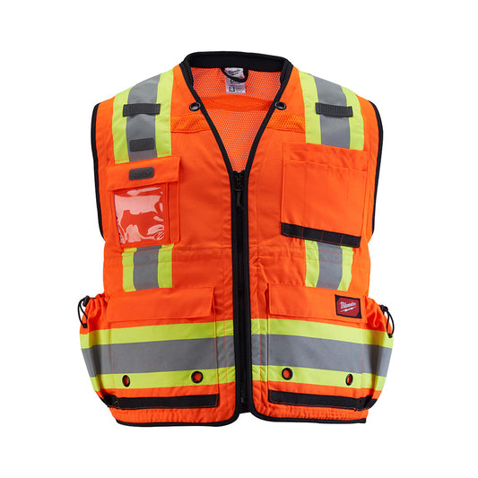 High Visibility Surveyor Safety Vest, Orange, Class 2 - L/XL, 6/PK