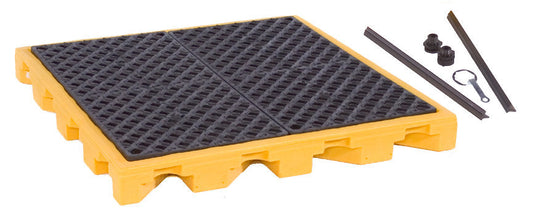 Ultra-Tech, Ultra-Spill Deck®, 4-Drum Spill Deck, Yellow, Polyethylene, 52" x 52" x 5.8"
