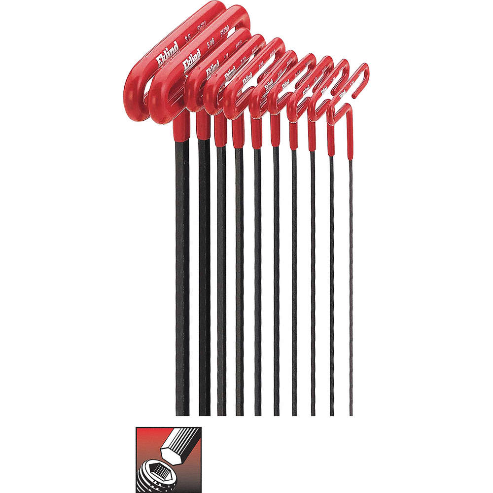 Eklind Jeu de 8 Clés Hexagonales en T avec Étui, Tige 9"