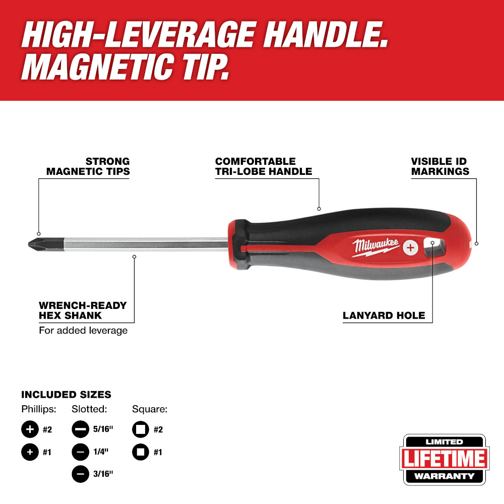 8Pc Screwdriver Kit With Square