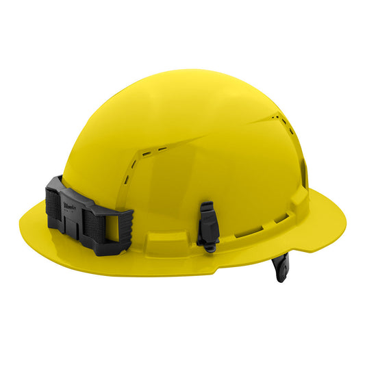 Yellow Full Brim Vented Hard Hat White/6pt Ratcheting Suspension - Type 1, Class c, 5/PK