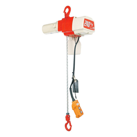 EDL High Speed Electric Chain Hoist, Red/White, Aluminum, 240kg Capacity, 100ft Lift, 120V, Single Speed