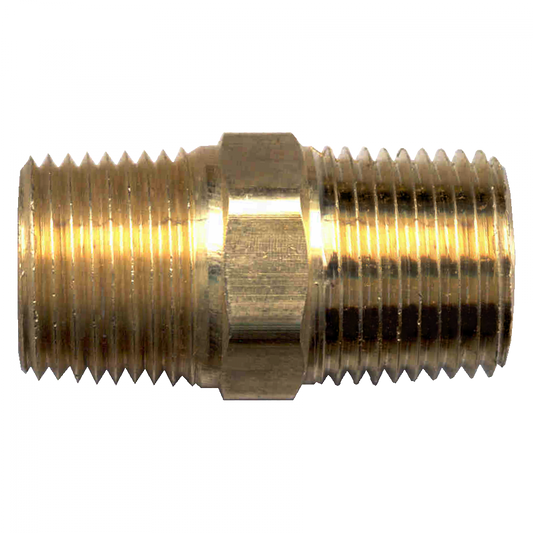 Hex Nipple, Brass, 1/2 NPT