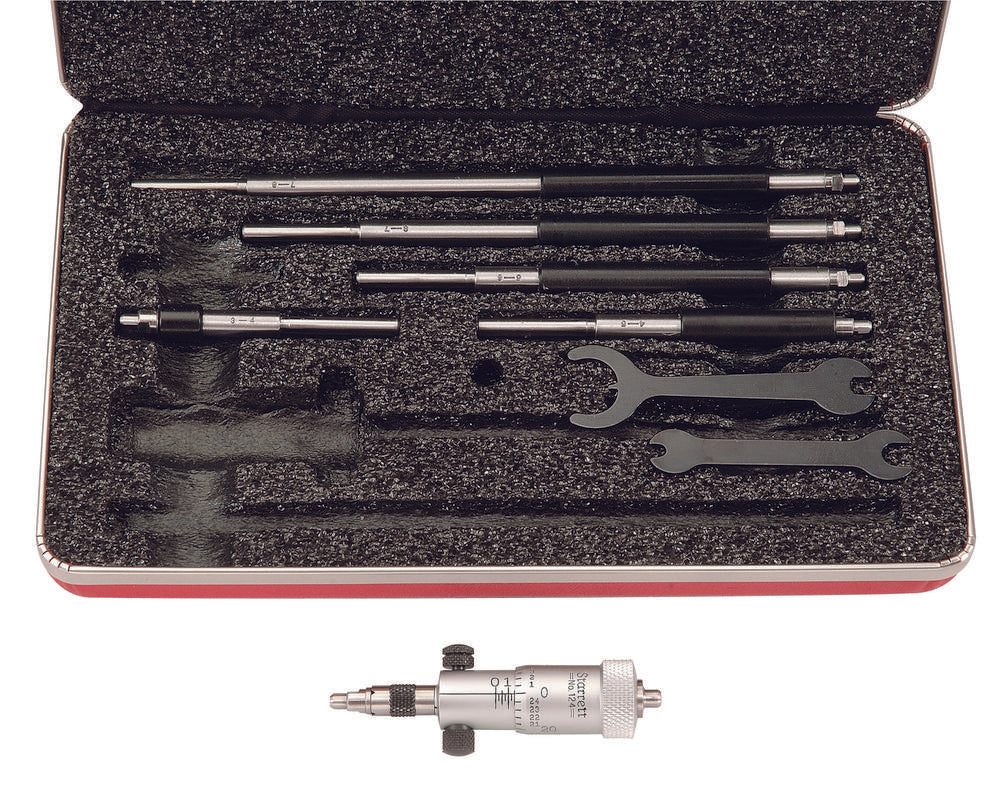 Solid-Rod Inside Micrometer Set With Case 2-8" Range .001"
