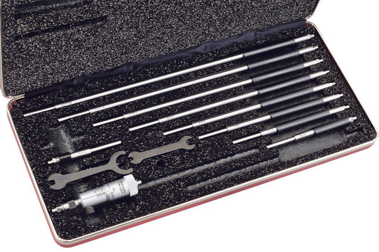 Solid-Rod Inside Micrometer Set With Case 2-12" Range .001"