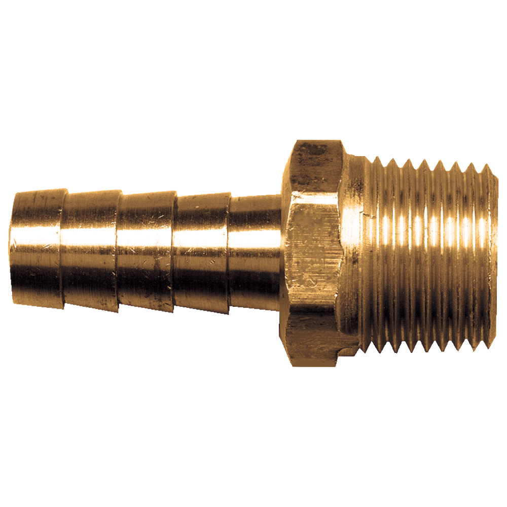 Male Pipe Hose Barb, Brass, 1/4x3/8 MPT
