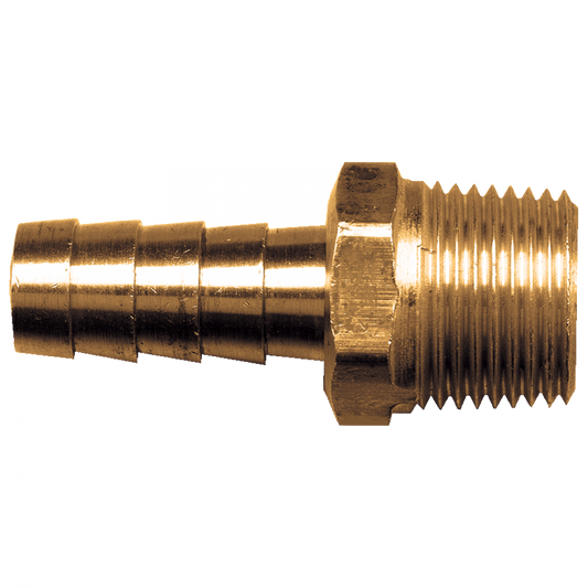 Male Pipe Hose Barb, Brass, 1/4x3/8 MPT