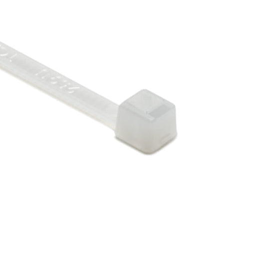 Cable Tie, White, 8" Long, UL Rated, 18lb Tensile Strength, PA66, 100/pk
