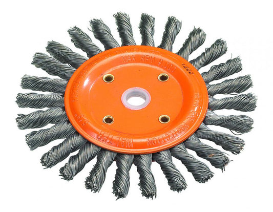 Brosse à roue d'établi avec fils torsadés par nå“uds, 6 po x 5/8 po x 3/8 po, fil : 0,0118 po.