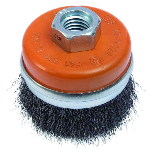 Cup brush crimped wires with ring, 5X5/8-11