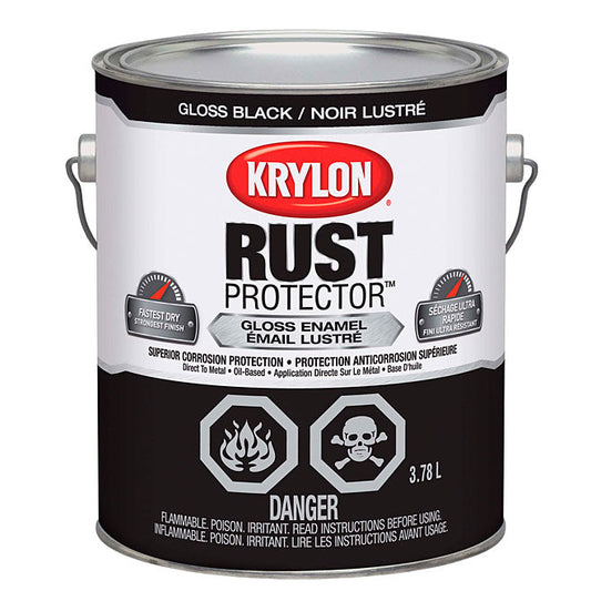 Krylon Brush-On Rust Protector Enamel Paint, Corrosion Preventative, Gloss, Black, 3.78 L