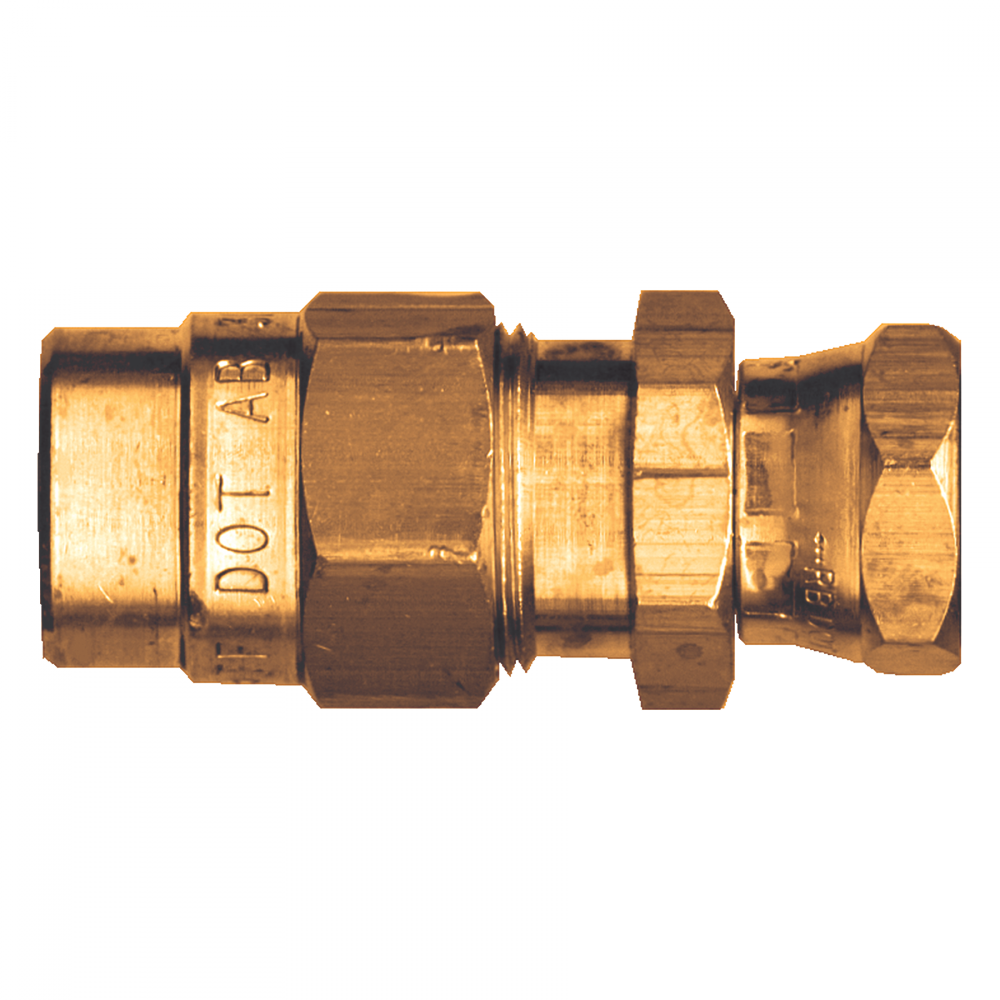 D.O.T. Coupler Assembly Swivel For Rubberhose, Brass, 1/2 Without Adapter