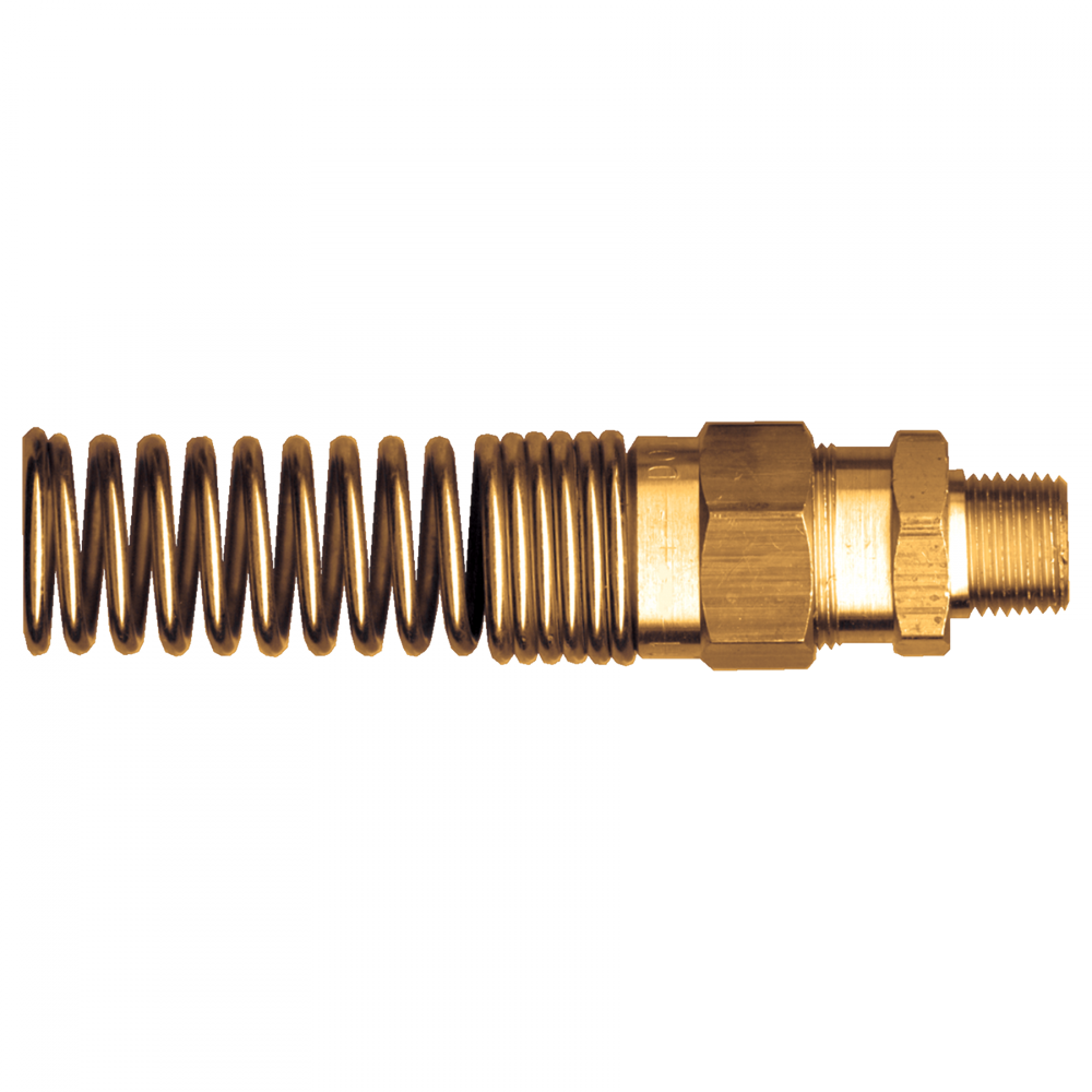 D.O.T. Coupler Assembly With Spring For Rubberhose, Brass, 3/8 Hose x 3/8 Pipe