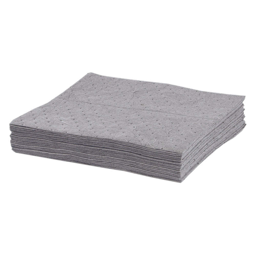 Spilkleen, tampon absorbant, gris, polypropylène, perforé, 15" x 18", 100/balle