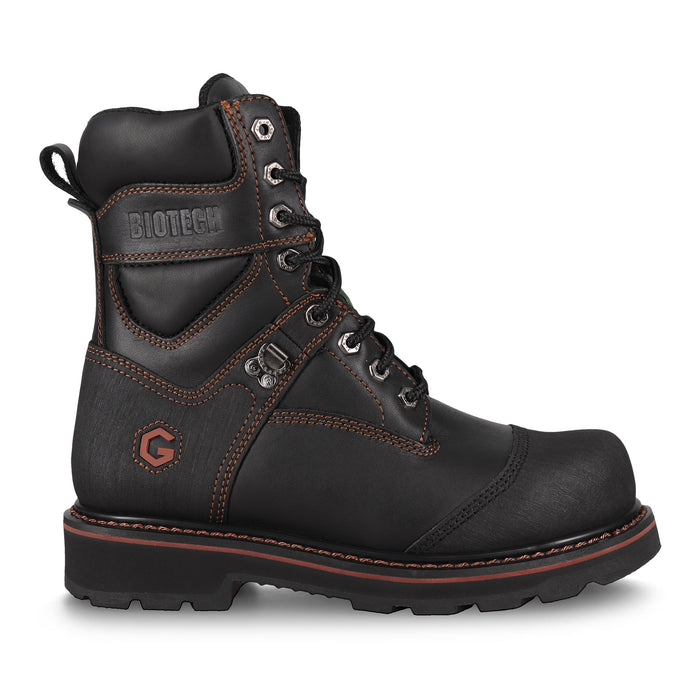 Bottes de travail Bionic5 8 pouces, noires, cuir et caoutchouc, pointure 10