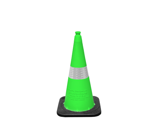 Enviro Cone, 28" Lime w/ Base, Position 2 - 4" 3M Reflective (3310) Collar, 7lbs.
