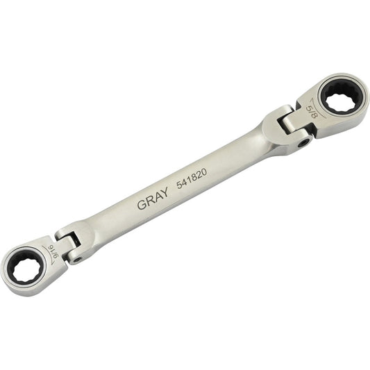 Double Box Wrench - 9/16" x 5/8", Flex Head