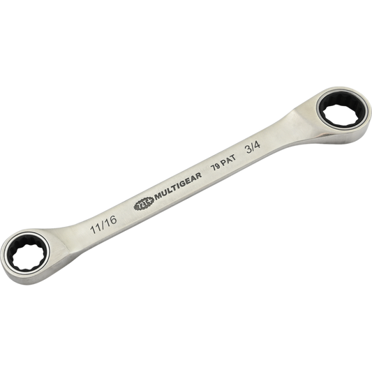 Double Box Wrench - 11/16" x 3/4", Fixed Head