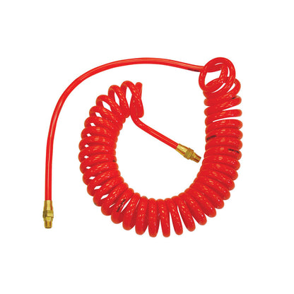 Polyurethane Coiled Hose 3/8 I.D. 25 Feet, 1/4 (M) NPT, Flexcoil Model with Swivel Fittings