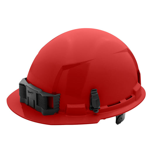 Red Front Brim Hard Hat White/6pt Ratcheting Suspension - Type 1, Class e, 5/PK