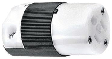 Connector, Insulgrip, Straight Blade, Female, 15 A, 125 V, 2 Ports, 3 Conductors, Black/White