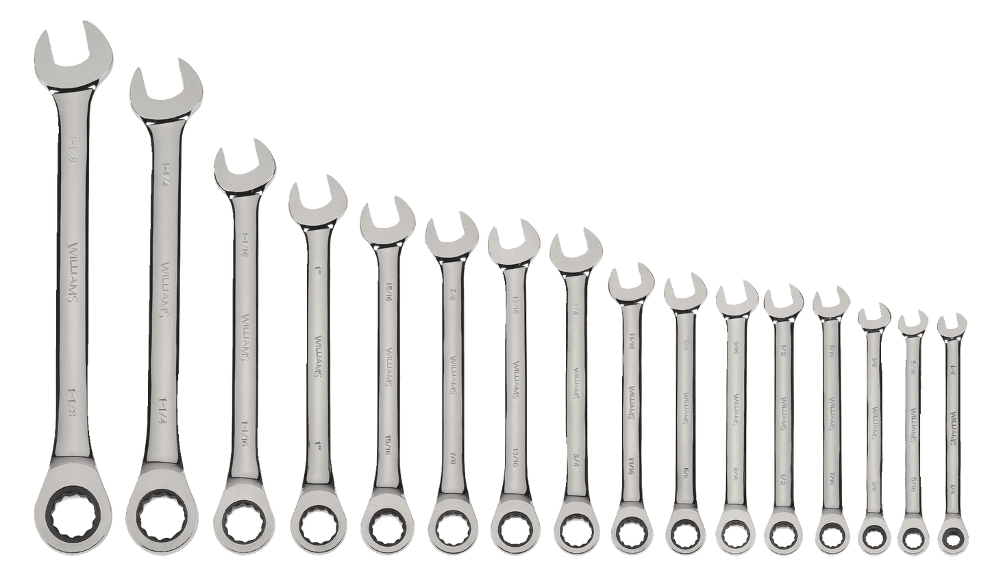 16 Piece Combination Ratcheting Wrench Set, 1/4" to 1-1/4"