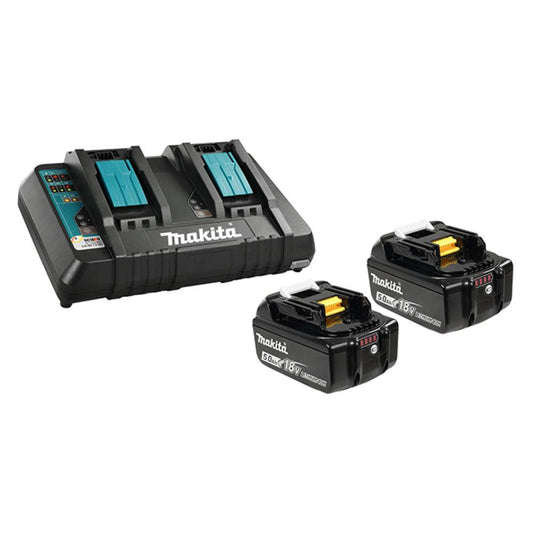 Makita Y-00359 18V LXT® Lithium-Ion Battery and Dual Port Charger Starter Pack (5.0Ah)