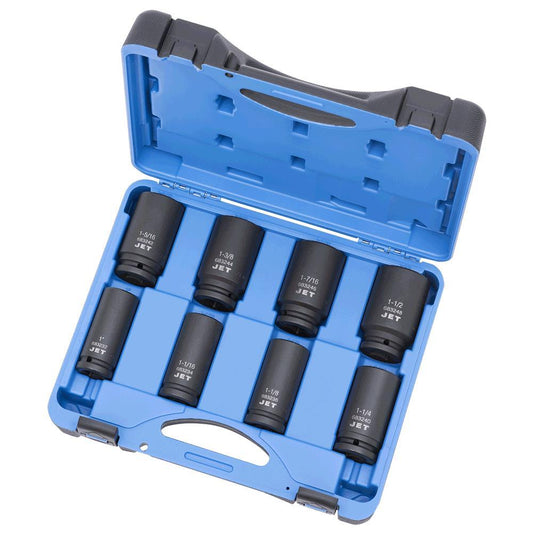 Jeu de 8 douilles à choc profondes SAE DR 3/4" - 6 pans