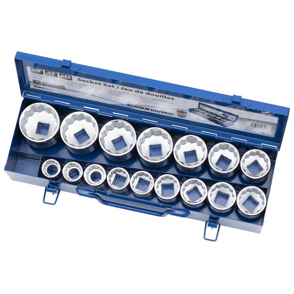 17 PC 3/4" DR SAE Socket Set - 12 Point