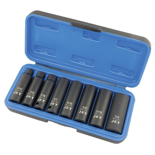 8 PC 3/8" DR Deep SAE Impact Socket Set - 6 Point