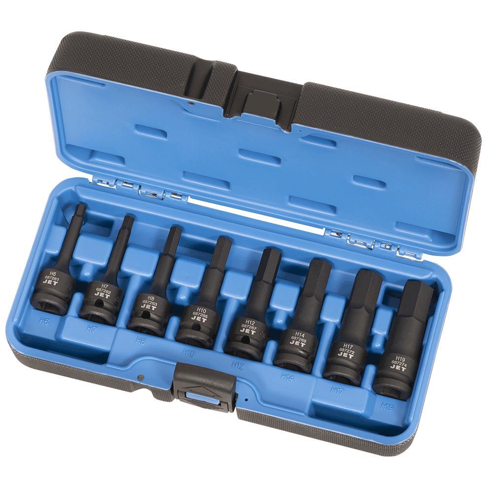 8 PC 1/2" DR Metric Hex Bit Impact Socket Set