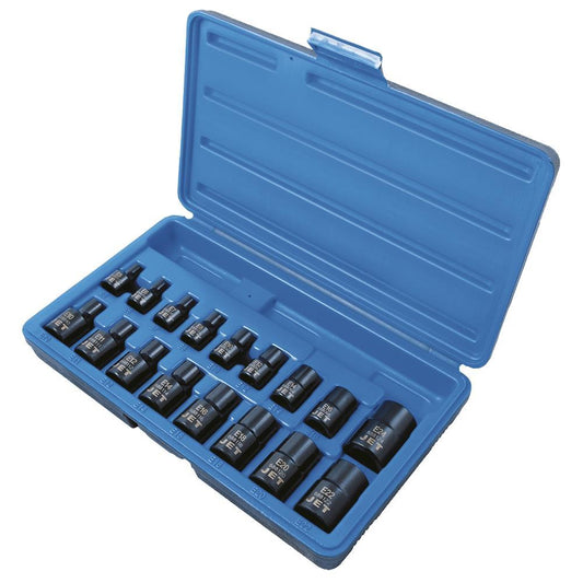 Jeu de 17 douilles à choc externes TORX® DR 3/8" et 1/2"