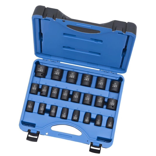 Jeu de 22 douilles à choc métriques DR 1/2" - 6 pans